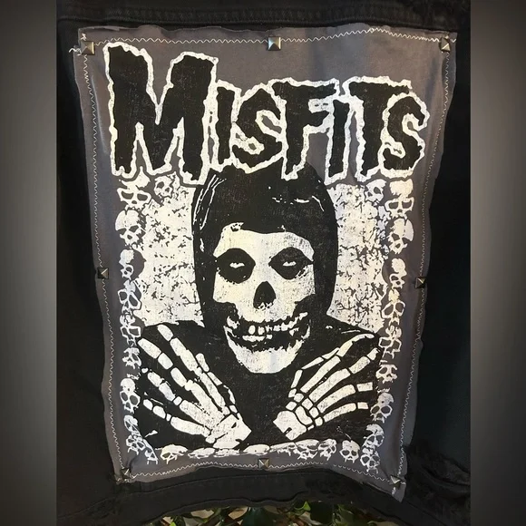 UPCYCLED one of a kind, MISFITS Music Denim Jacket - Picture 3 of 6